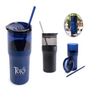 VASO TÉRMICO DE PLÁSTICO / ACERO INOX. 650 ML KIQUE A3264 Mod. 02-A3264